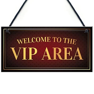 Image of RED OCEAN Vip Area Welcome Hanging Home Bar Sign Novelty Garden Man Cave Pub Plaques