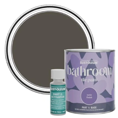 Image of Rust Oleum Brown Water Resistant Bathroom Tile Paint in Satin Finish Fallow 750ml