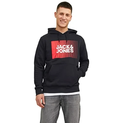 Image of Jack &amp; Jones Jjecorp LOGO PLAY NOOS Hoodie, Men&#039;s, Size: Small, Black