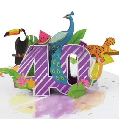 Image of Cardology 40th Birthday Pop Up Card Tropical For Women