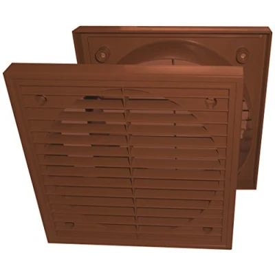 Image of Manrose 150mm/6&quot; Round Spigot Outdoor Extractor Fan Fixed Grille Brown 180x180mm