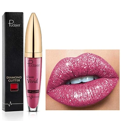 Image of 18 Color Diamond Glitter Lipgloss Lipstick Shiny Matte Liquid Lipstick, Lip Gloss Long Lasting Non Stick Cup Lipsticks Natural Smooth Comfortable (06)