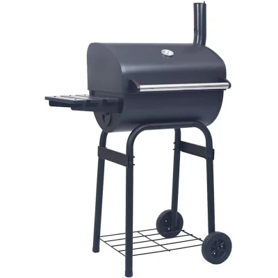 Image of vidaXL Charcoal BBQ Grill Smoker with Bottom Shelf Black
