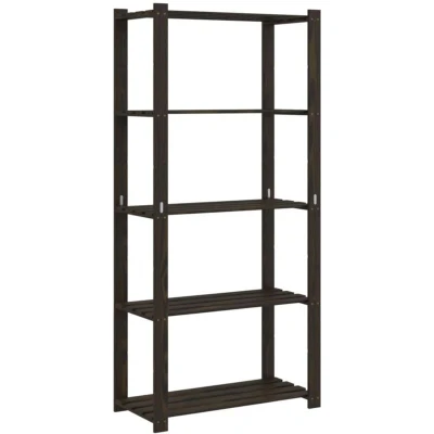 Image of vidaXL 5 Tier Storage Rack Black 80x38x170 cm Solid Wood Pine