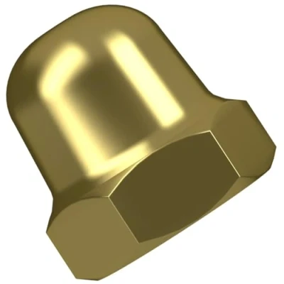Image of M10 Brass Hexagon Domed Cap Nuts Fit Screws Bolts DIN 1587 (Pack of 10)
