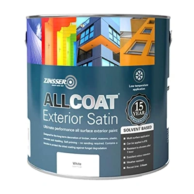 Image of Zinsser Allcoat Exterior (Gloss Finish) Solvent Based 1lt (Black or White) White