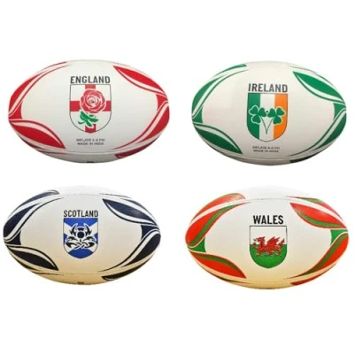 Image of Loops Size 5 IRELAND Rugby Ball 4 Panel All Weather Rubber Rimple Stitched