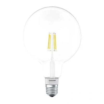 Image of OSRAM SMART+ LED Filament Globe, Bluetooth Lamp with E27 Socket, dimmable, Replacement for 50W Light Bulb, warm white