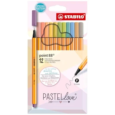 Image of Fineliner STABILO point 88 Pastellove Set Pack of 12 Assorted Colours