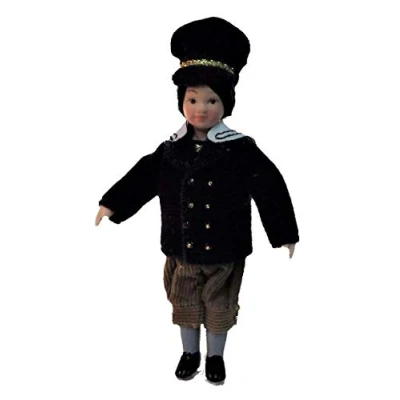 Image of Melody Jane Dolls House Victorian Boy Blue Hat &amp; Coat Miniature Porcelain People