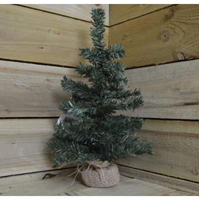 Image of 45cm Tall Indoor Foldable Mini Green Christmas Tree in a Jute Base
