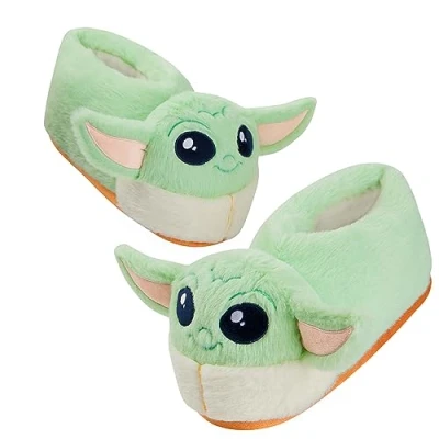 Image of Disney Stitch Slippers Kids 3D Fluffy Baby Yoda Children Warm Size 11 2 Non Slip House Shoes Gifts for (Green Yoda, 12.5/13 UK)