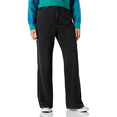 Image of JJXX Women&#039;s Jxtokyo Wide Hw Cr6015 Noos Trouser, Black Denim, 31W x 32L