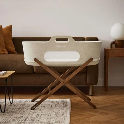Image of Snuz SnuzBaskit, Wood, Barley &amp; Walnut, Moses Basket Stand