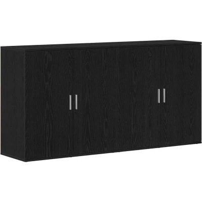 Image of vidaXL Sideboards 2 pcs Black Oak 79x38x80 cm Engineered Wood