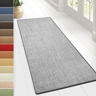 Image of Sylt Sisal Rug Floor Runner, Woven Natural Fibre Area Home Bedroom Living Room Rug, Carpet Runner (80 x 150 cm, Grey)