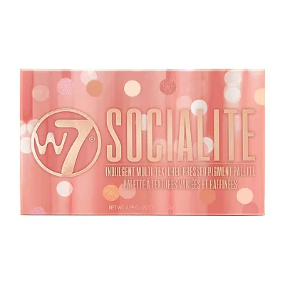Image of W7 Socialite Pressed Pigment Palette 18 Pink Nude Colours Flawless Long Lasting Glam Makeup