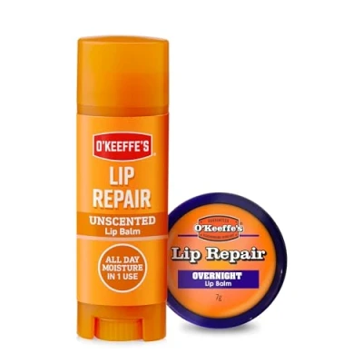 Image of O&#039;Keeffe&#039;s Lip Repair Balm Unscented 4.2g &amp; Overnight 7g (Twin Pack)