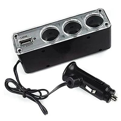 Image of BW Car Cigarette Lighter Socket Splitter Charger 3 Way Auto DC+USB 12V 24V USB Adapter