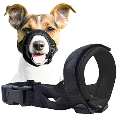 Image of Gentle Muzzle Guard for Dogs Prevents Biting and Unwanted Chewing Safely Secure Comfort Fit Soft Neoprene Padding No More Chafing Training Guide Helps Build Bonds with Pet (XS, Grey)