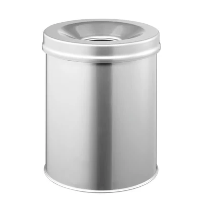 Image of Durable Waste Bin Fire Safe 15 Litre Silver Ref 330523 Each