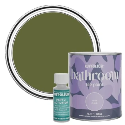 Image of Rust Oleum Green Water Resistant Bathroom Tile Paint in Matt Finish Jasper 750ml