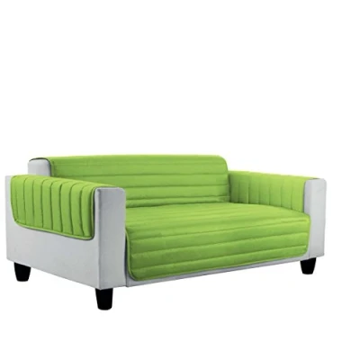 Image of Italian Bed Linen Elegant quilted sofa cover Doubleface, apple green/dark blue 2 places, 100% microfiber