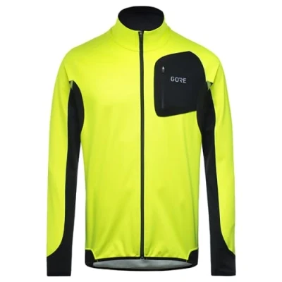 Image of GORE WEAR Men&#039;s Long sleeved Running Shirt, R3, Partial WINDSTOPPER, Neon Yellow/Black, XXL