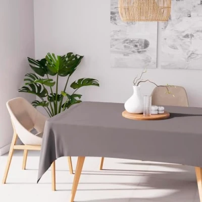Image of ALIX grey rectangular stain resistant tablecloth 140x300 cm
