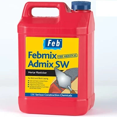 Image of Feb Febmix Admix South West and Country Mortar Plasticiser, Dark Brown, 5 Litre