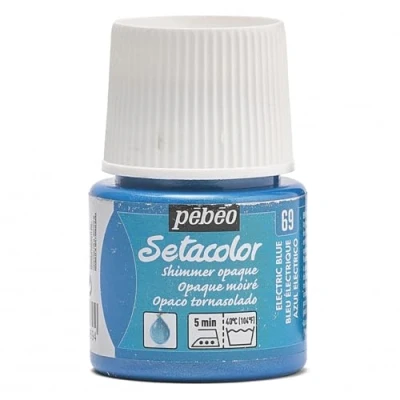 Image of PEBEO Setacolor Opaque Fabric Paint 45 Milliliter Bottle, Shimmer Electric Blue,Shimmer Blue