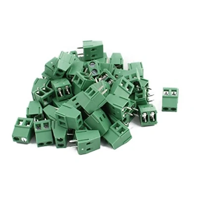 Image of Sourcingmap 50Pcs KF128 AC300V 10A 2P 5mm Pitch Screw PCB Terminal Blocks Connector Green