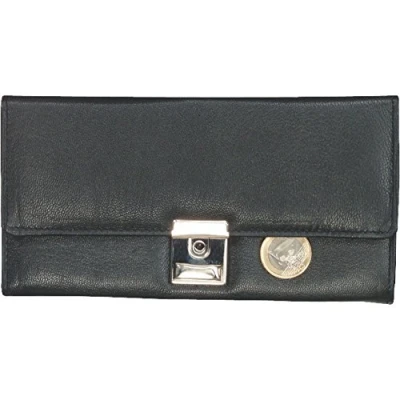 Image of Alassio 42080 Waiter&#039;s Wallet with Metal Chain and Carabiner Nappa Leather Approx. 18.5 x 9.5 3 cm Black