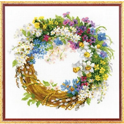 Image of RIOLIS Cross Stitch Kit 1536 Wreath with Bird Cherry
