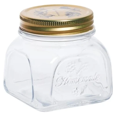 Image of Queensway Home &amp; Dining Glass Kitchen Preservation Storage Food Jar With Airtight Screw Top Metal Lid (1, 300ml)