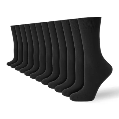 Image of Socksmad Womens Ladies Socks Multipack 12 Pack Soft Breathable Black Cotton Ankle Motif Size 4 7 (UK, Numeric, 4, 7, Regular, Black)