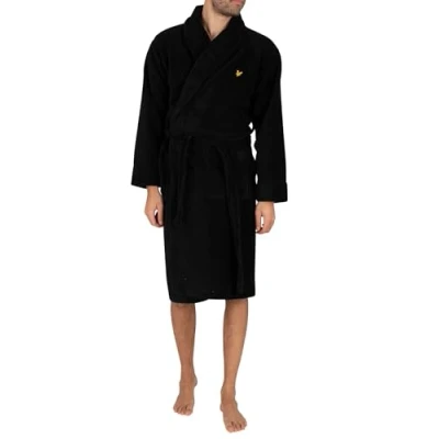 Image of Lyle &amp; Scott Mens Towelling Dressing Gown Black M
