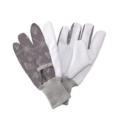 Image of Westland Kent &amp; Stowe Jersey Cotton Gardening Grip Gloves Flutter Bugs (Purple)