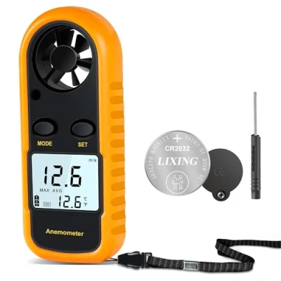 Image of RUZIZAO Handheld Anemometer, Digital Wind Speed Meter Air Flow Velocity Tester for Measuring Temperature and Chill, Portable Gauge HAVC Drone Sailing Fishing(LCD Backlight)