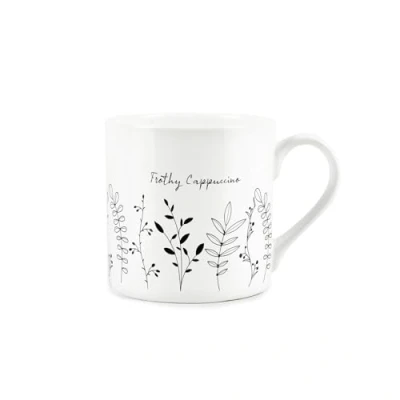 Image of Purely Home Cappuccino Coffee Mug Frothy Bone China Foliage Pattern Tea/Coffee Cup Present/Gift