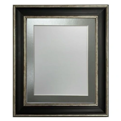 Image of FRAMES BY POST Scandi Black &amp; Distressed Silver Picture Photo Frame with Mount 60 x 80 cm Image Size 50 70