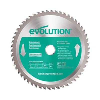 Image of Evolution Power Tools A230TCT 80CS Aluminium Metal Cutting TCT Circular / Chop Saw Blade, Cold Cutting, 2.4mm Kerf for Thinner, Accurate, Efficient 80 Teeth, 230mm Diameter, 25.4mm Bore