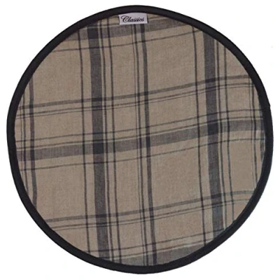 Image of Black &amp; Beige Linen, with Cream Toweling Hob Cover/Chefs Pad Designed for use AGA Type Range Cookers