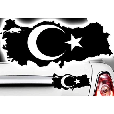 Image of HR WERBEDESIGN 2 X Sticker Turkey Islam Flag Half Moon Star Q