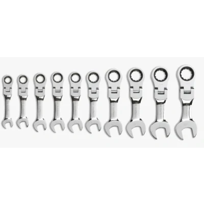 Image of GearWrench 9550 10 Piece Metric Stubby Flex Head Combination Ratcheting Wrench Set