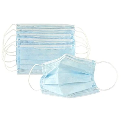Image of Pack of 50 Face Masks, 3 Ply, Fleece Mouth Guard, Protective Mask, Breathing Everyday Disposable Dust Protection with Elastic Band, Ear Loops and Nose Clip
