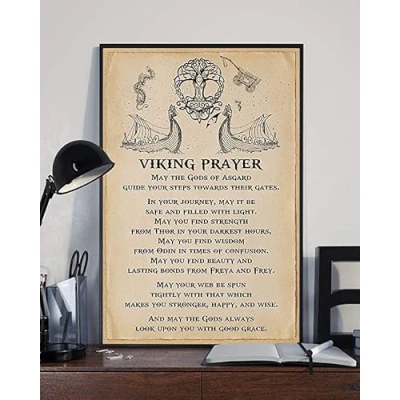 Image of Viking Prayer Metal Signs Vintage Home Wall Decor Tin Posters Cafe Bar Living Room Bathroom Kitchen Art Plaque Sign Funny 8x12 Inch