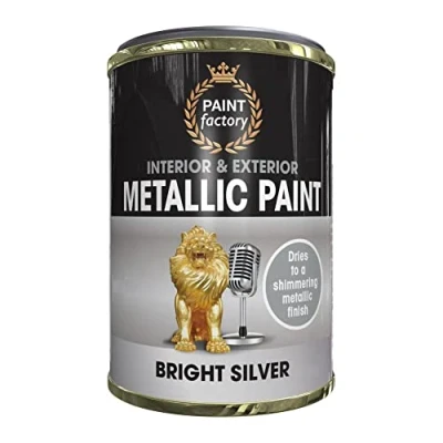 Image of 300ml Tin Paint Metallic Silver Multi Purpose Use for Metal and Wooden Furniture, Ornaments, Decorative Items Much More Interior &amp; Exterior