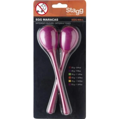 Image of Stagg Egg MA Plastic Maracas Pair with Long Handle Magenta