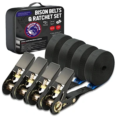 Image of 4 x 800kg 6m Ratchet tie down straps Premium Quality